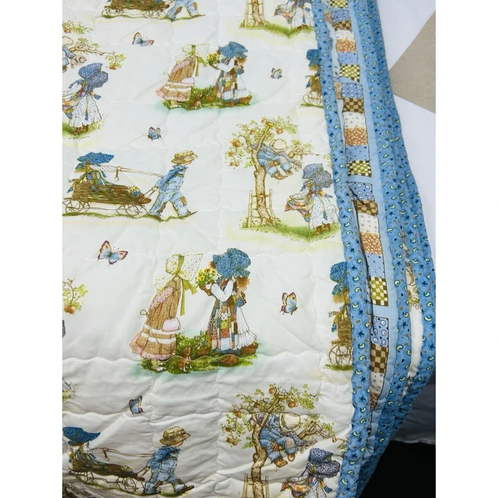 Handmade Quilt Holly Hobbie & Pillow Cases Lines Full Double 82 x 92